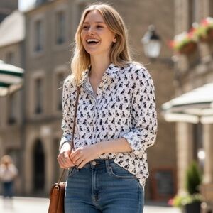 Talbots 100% Cotton Boston Terrier Shirt